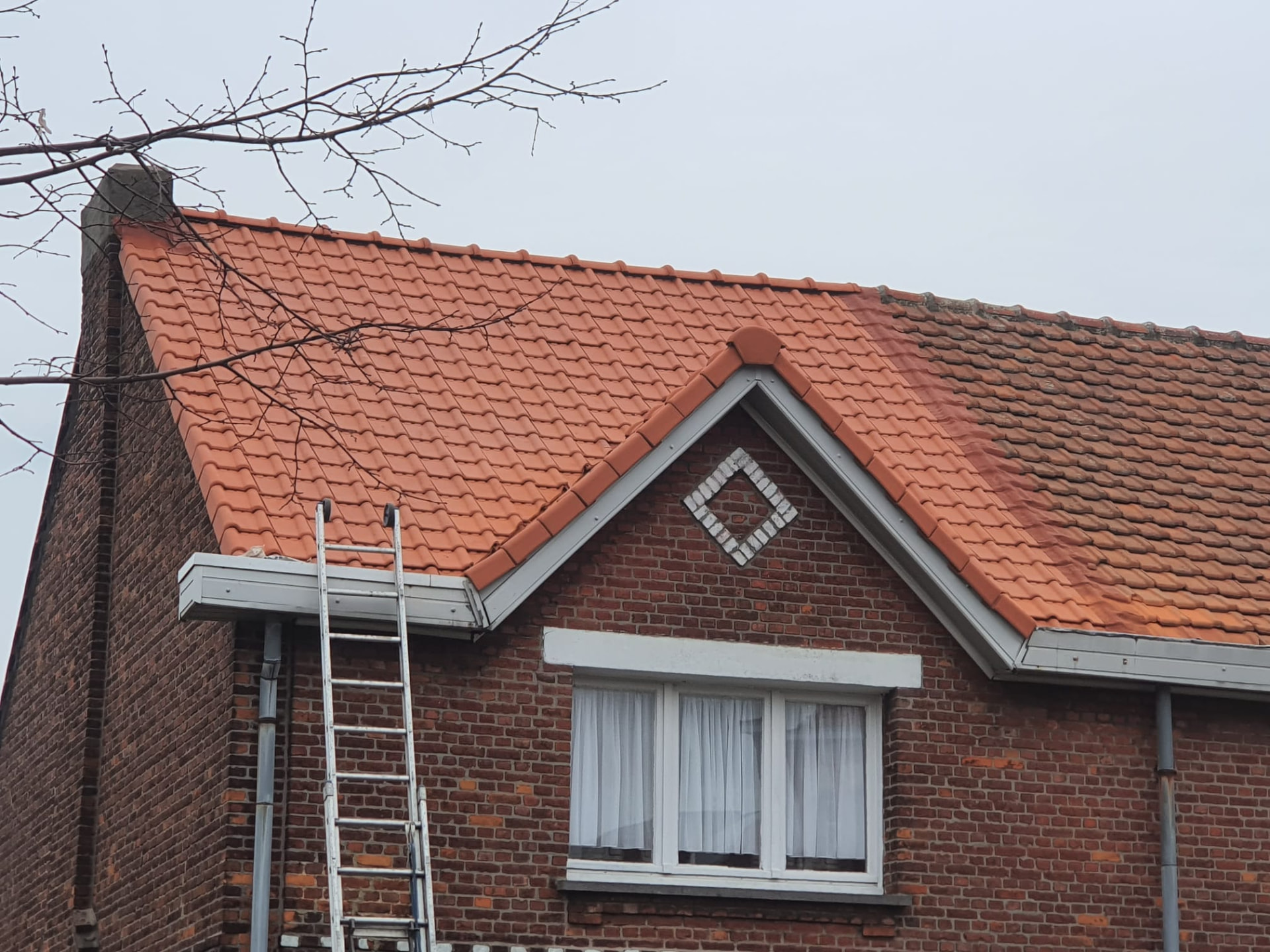 Nieuwe dakpannen hellend dak